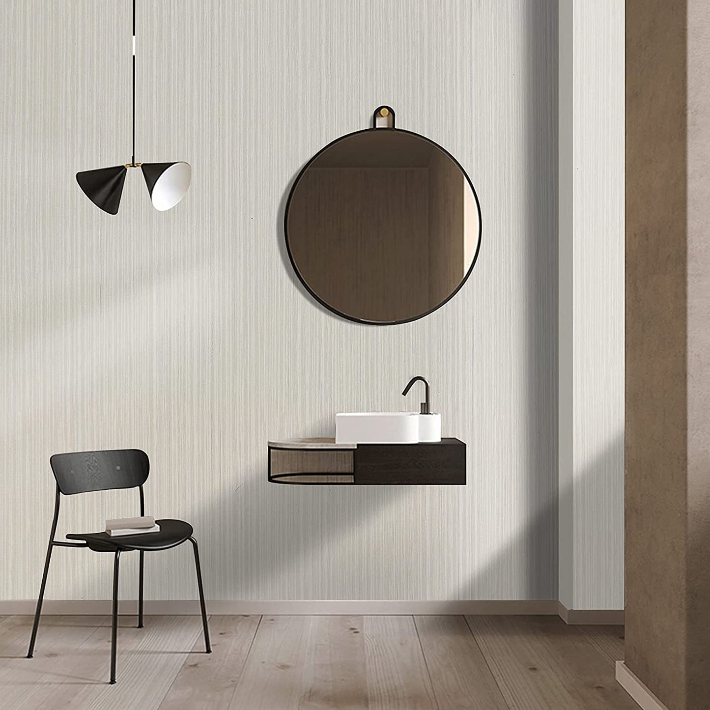 Abyssaly 17.7" x 275.5" Beige Peel and Stick Wallpaper Textured Wallpaper Linen Self-Adhesive Wallpaper Removable Vinyl Film Solid Color Wallcovering Wallpaper for Furniture Wall School College Dorm