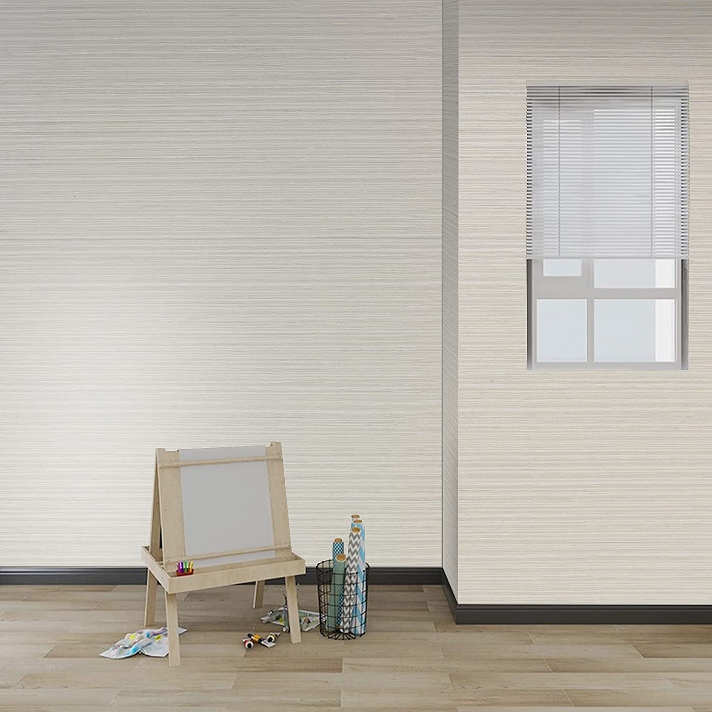 UMIGGEE 17.7" x 393" Beige/Sliver Grasscloth Wallpaper Creame Imitation Cloth Textured Peel and Stick Wallpaper Self-adhesive Contont Paper for Furniture Surfaces Home Decoration