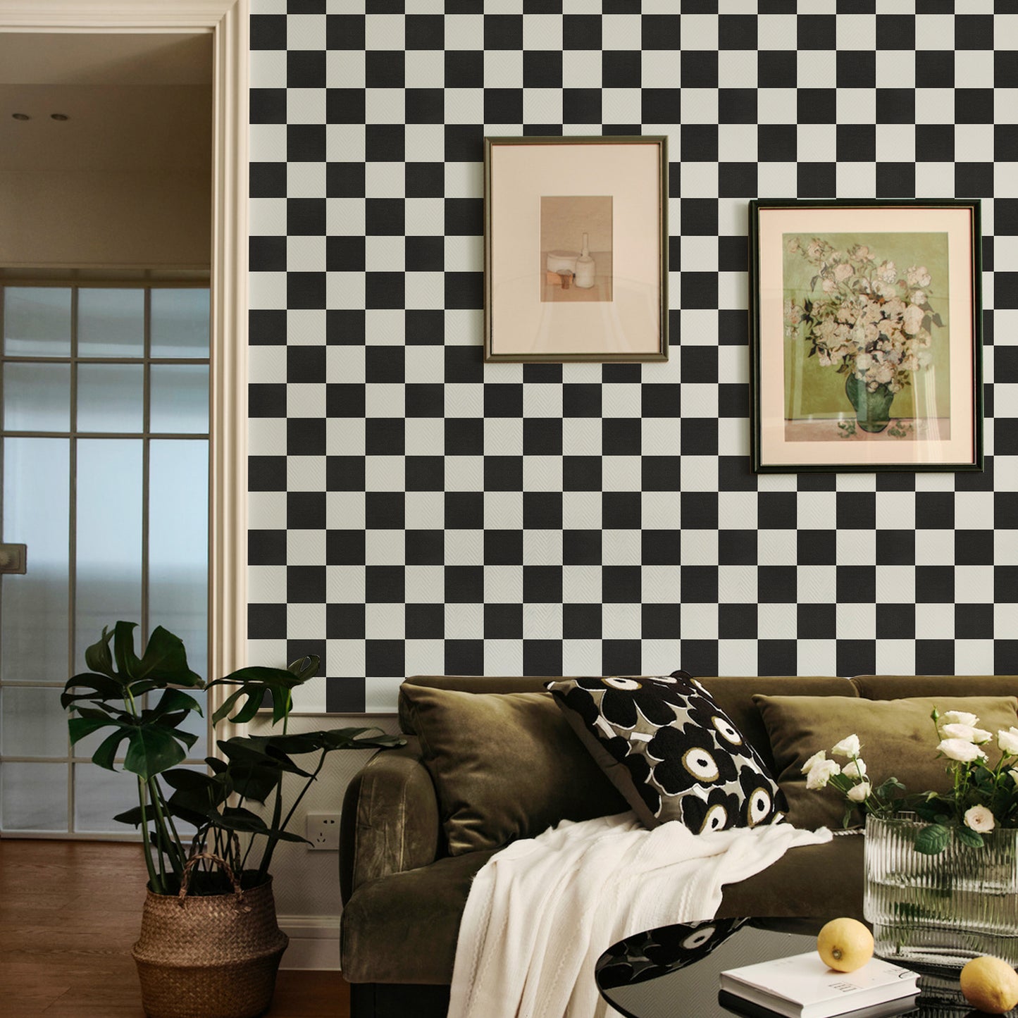 Abyssaly 15.7" x 118" Peel and Stick Wallpaper Self Adhesive Removable Black and White WallPaper for Cabinet Shelf Drawer Liner Countertop