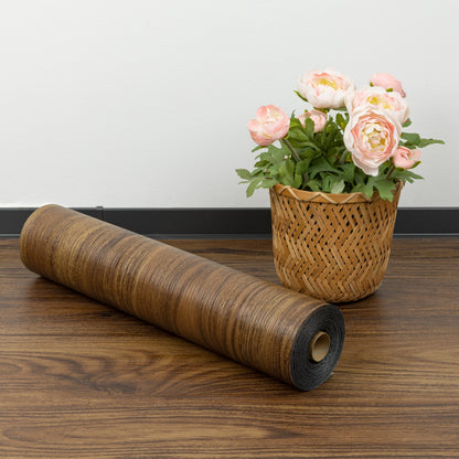 UMIGGEE 15.7-in x 236-in/25.7 Sq.Ft Brown Peel and Stick Vinyl Flooring Roll Thicken Self-Adhesive Vinyl Wood Grain Floor Wear-Resistant Easy DIY Install Home Decor