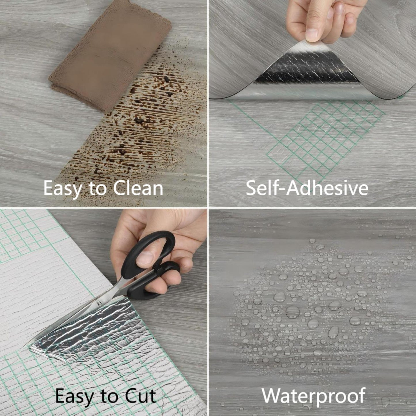 UMIGGEE Gray Peel and Stick Vinyl Flooring Roll 15.7-in x 118-in/12.8 Sq.Ft Thicken Self-Adhesive Vinyl Wood Grain Floor Wear-Resistant Easy DIY Install Home Decor