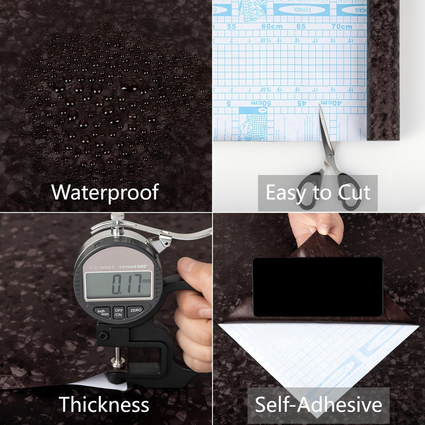 UMIGGEE Brown Wallpaper Peel and Stick Wallpaper Embossed Self Adhesive Textured Pattern Wallpaper Kitchen Counter Top Contact Paper 118-in x 15.7-in