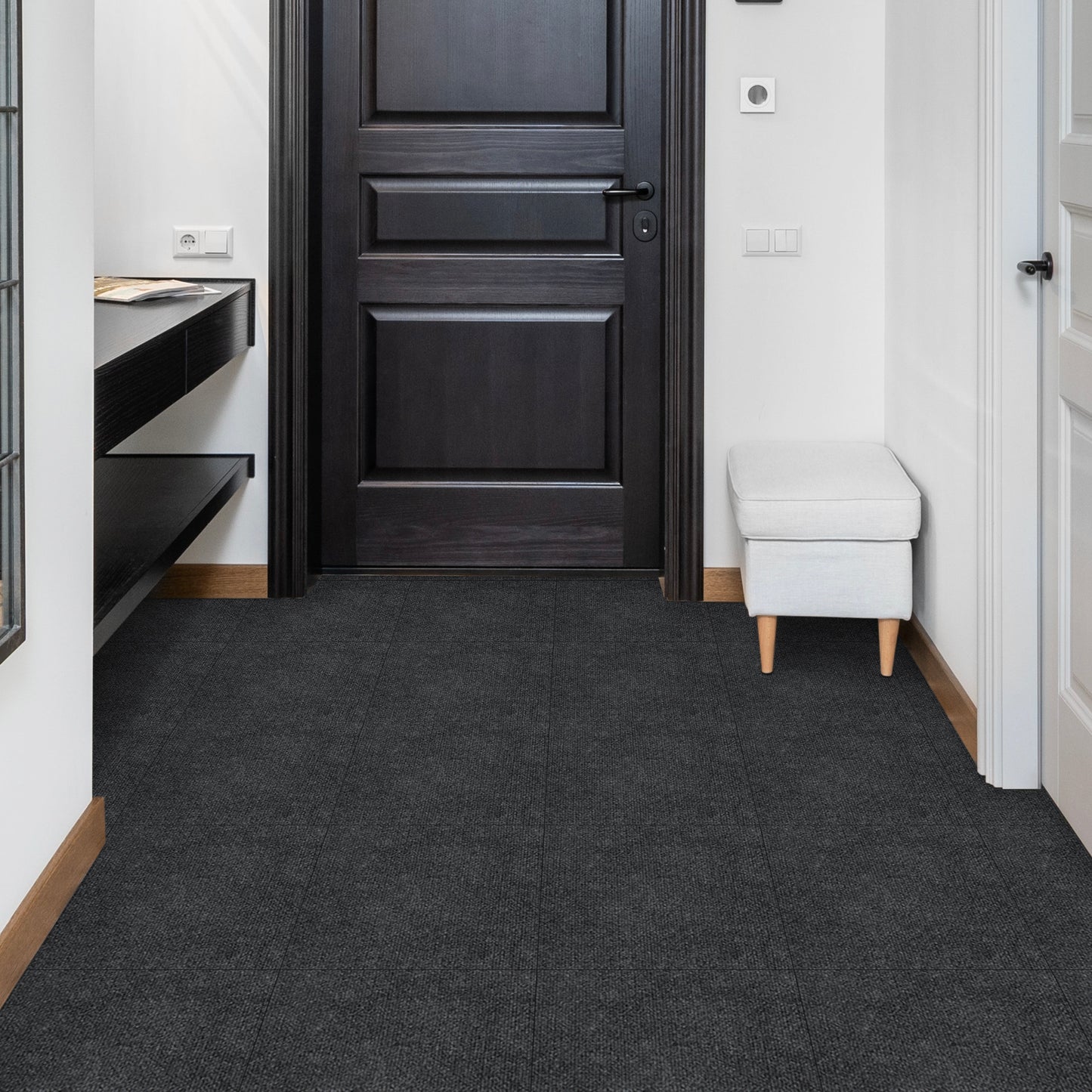 UMIGGEE Peel and Stick Carpet Tiles Smoke Grey Self-Adhesive Square Soft Carpet Floor Tiles 12" x 12" Carpet Easy Install DIY Floor Tiles for Kids Room Bedroom Dining Room 10 PCS.（10 sqft/Box）